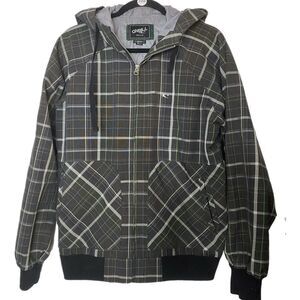 Men's O'Neill Jacket Hoodie Zip Front Sz MEDIUM Quilted Interior